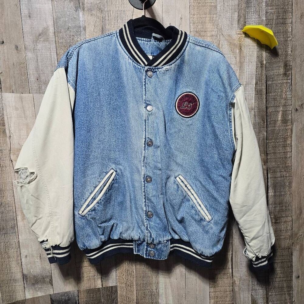 Looney Tunes Vintage 1998 Denim Quilted Patch Jacket FLAWED Medium Retro Kidcore